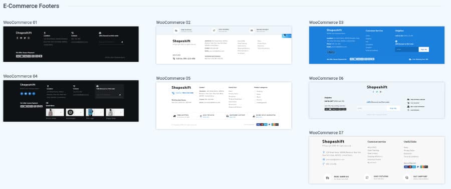 E-Commerce Footers