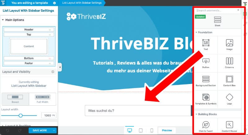 Thrive Theme Builder Editor