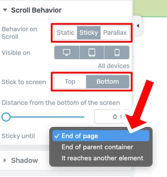 sticky menu scroll behavior