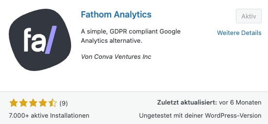 Fathom Analytics Plugin installieren