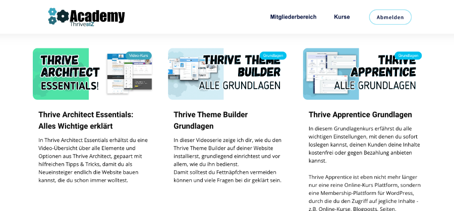 Thrive Architect Kurs Kurse