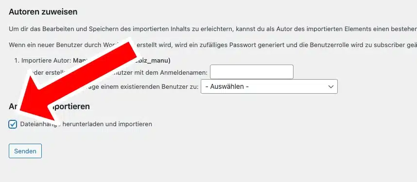 Wordpress Importer Dateianhänge