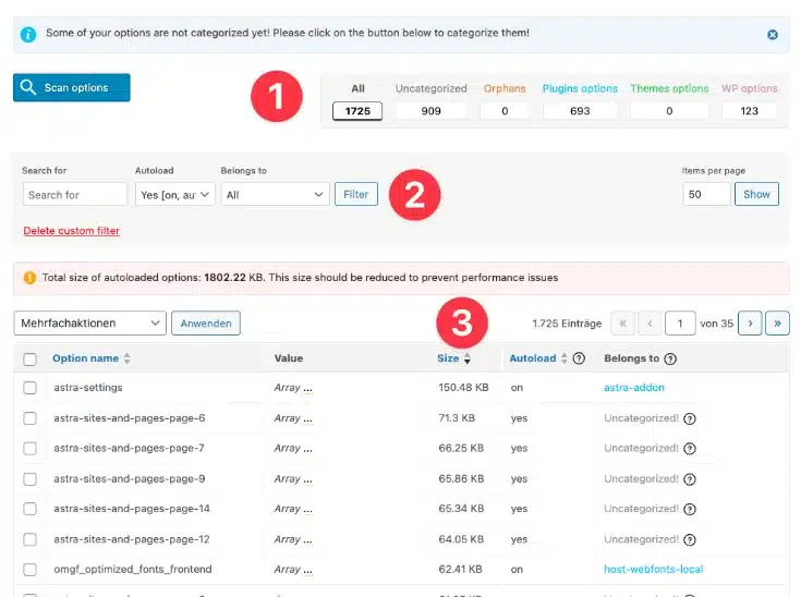 Advanced_database_cleaner_ options_tabelle